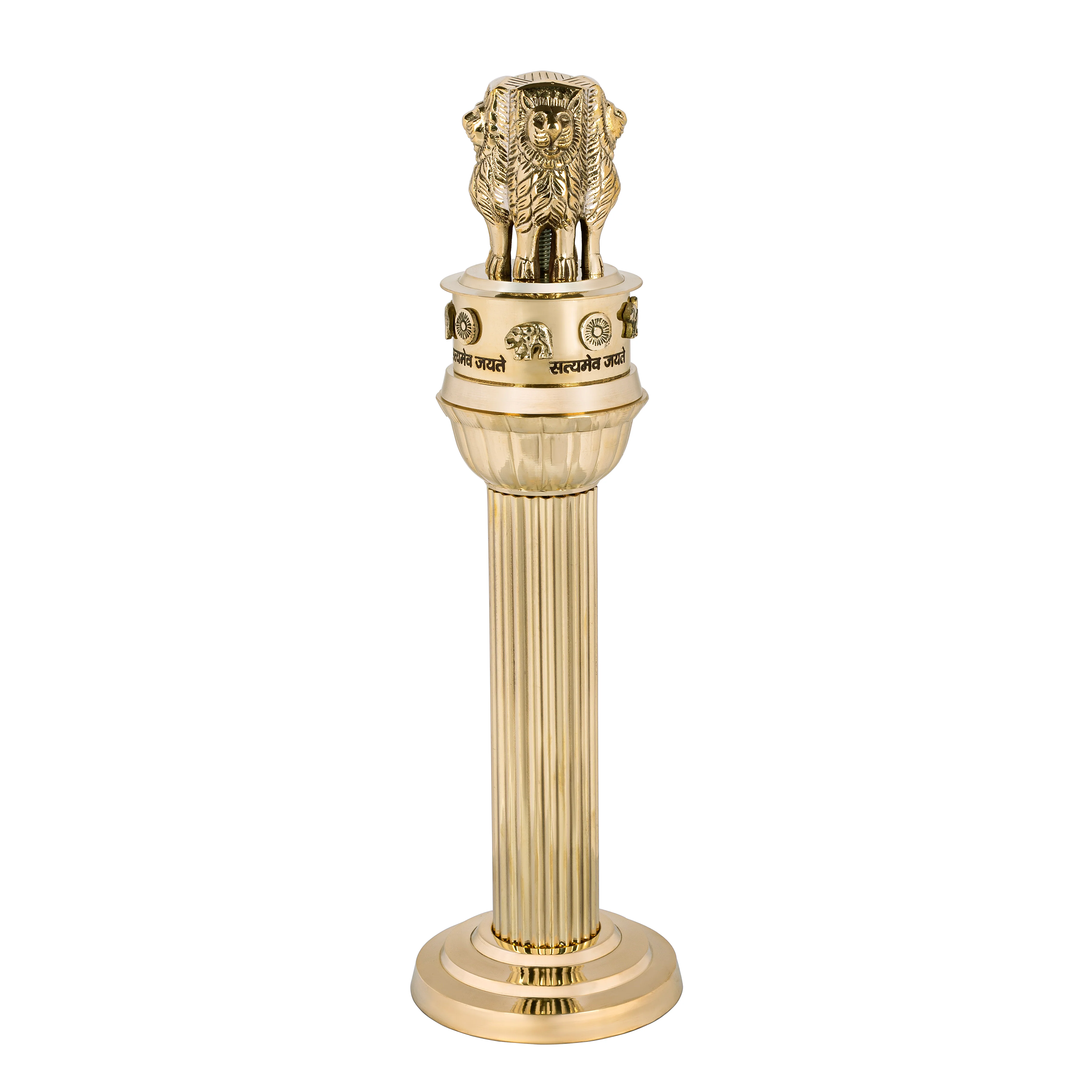 Premium Brass Ashoka Pillar – Majestic Lion Capital Showpiece for Office & Home Decor - Image 4
