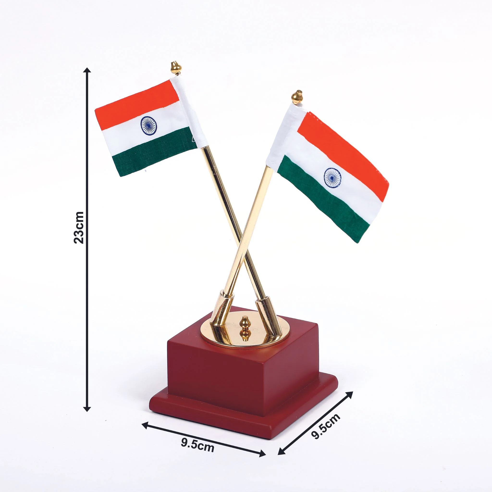 Indian Flag Table Stand – Khadi Fabric with Wooden Base & Metal Pole - Image 3